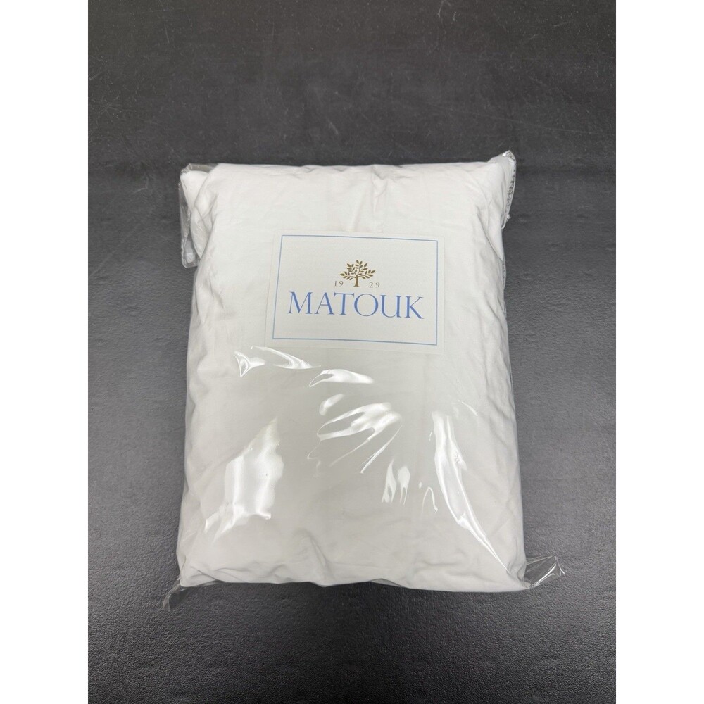 MATOUK SIERRA LONG COTTON PERCALE TWIN FITTED SHEET WHITE